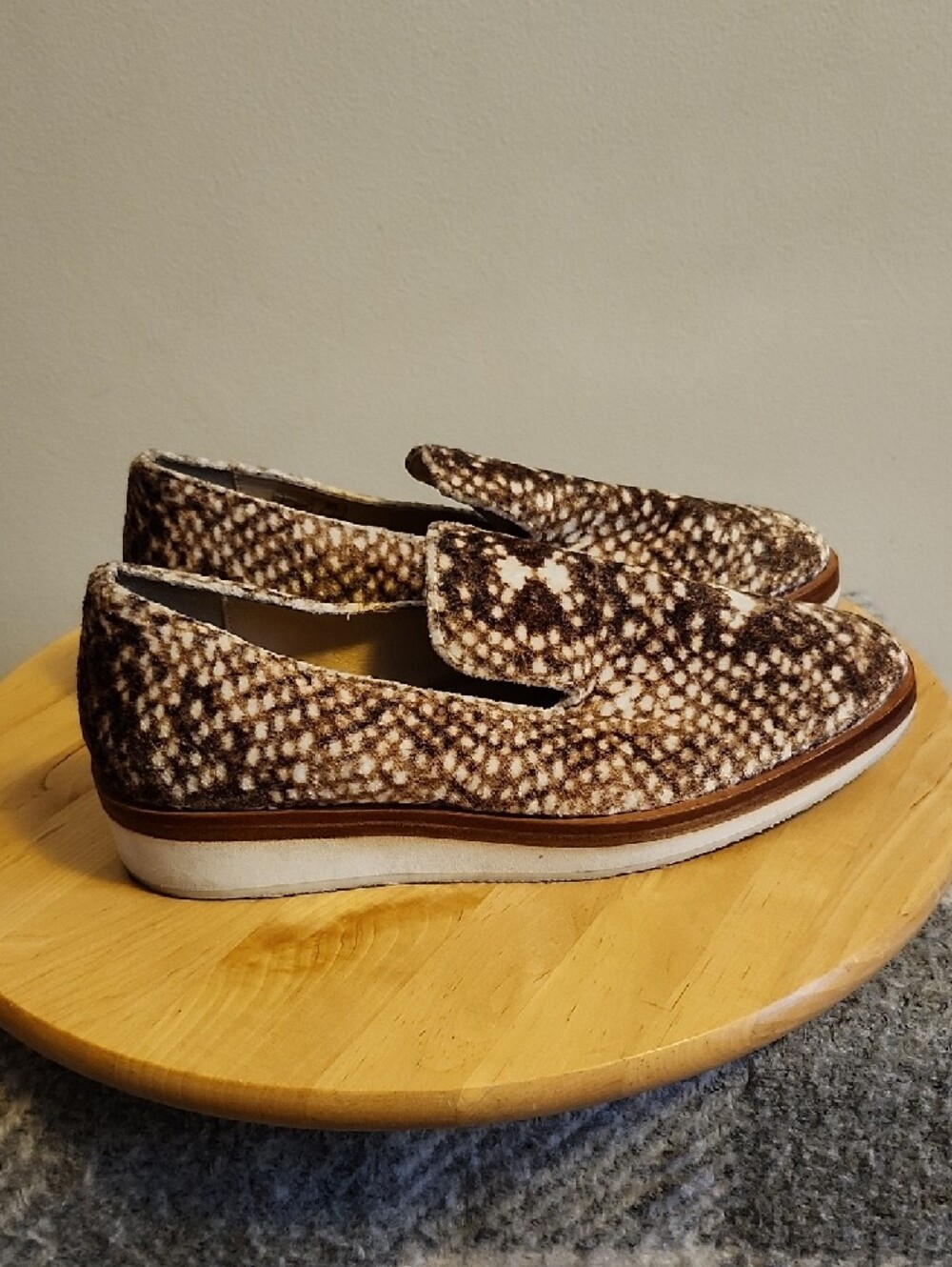 Free People Men's Tan and Brown Patterned Slip-On Loafers - Picture 3 of 8